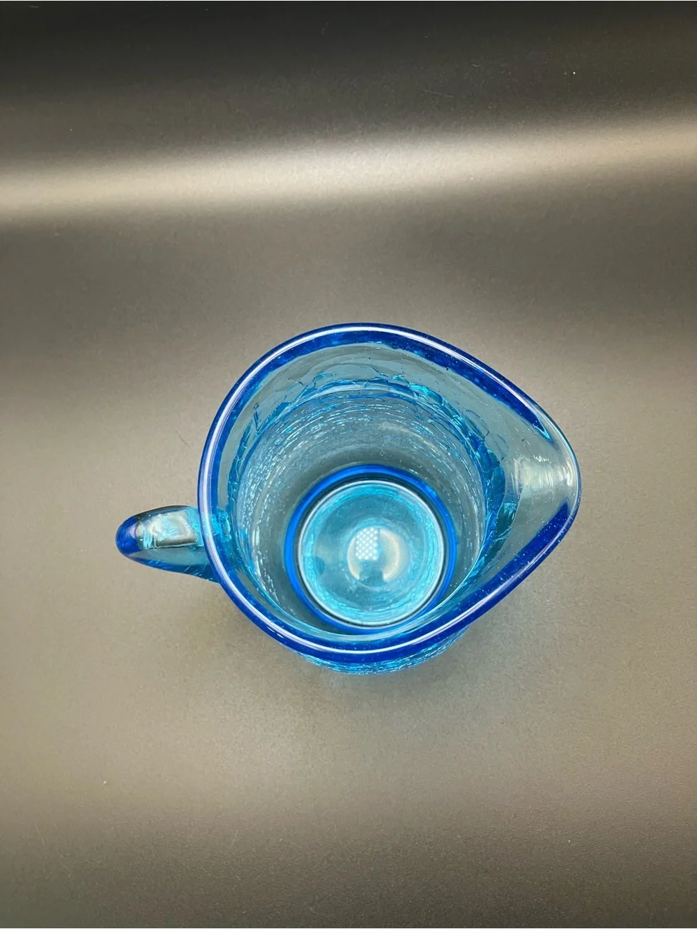 Vintage Blue Crackle Glass Creamer